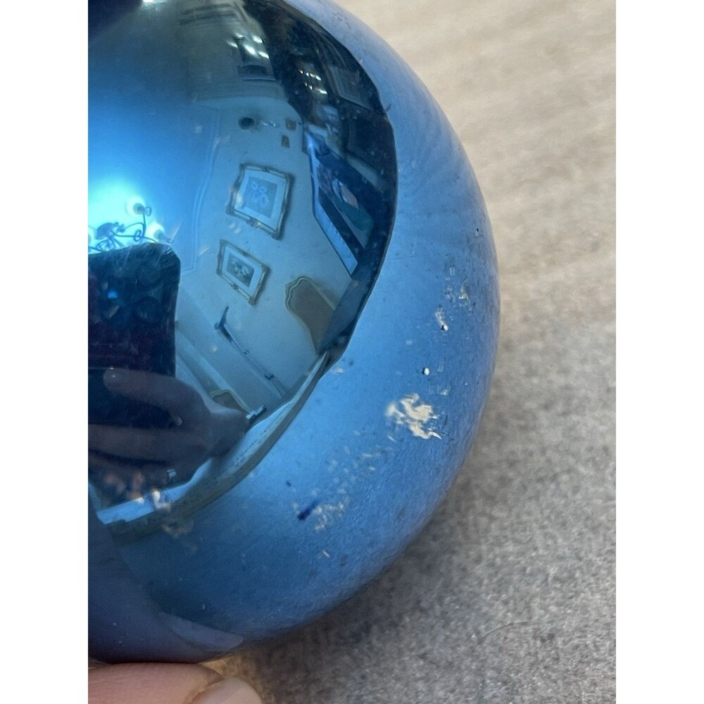 VTG Mid-Century Mercury Glass Christmas Ornaments Blue 2.5" Lot of 6 USA Made - Picture 7 of 11